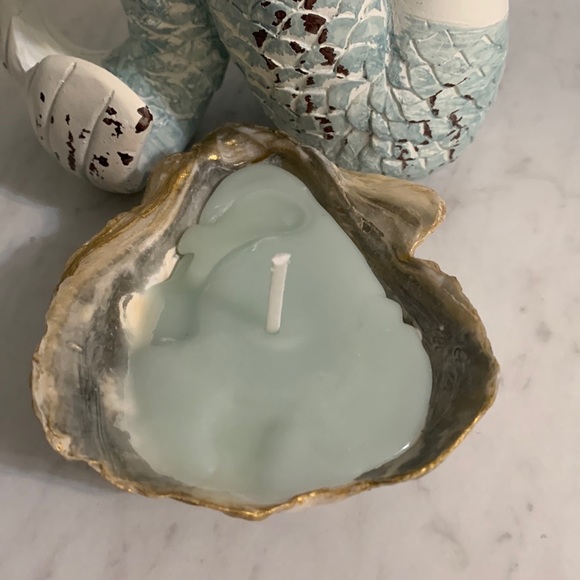 Shabby Chic Boho Shell Decor - Handmade Soy Wax Candle in a Seashell - Picture 5 of 15